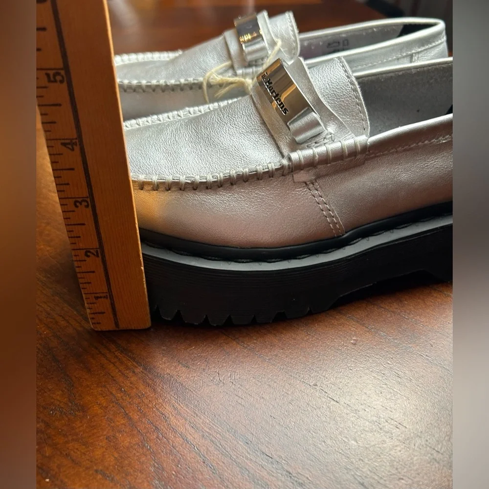 NEW Dr. Martens Silver Shoes with Black Soles